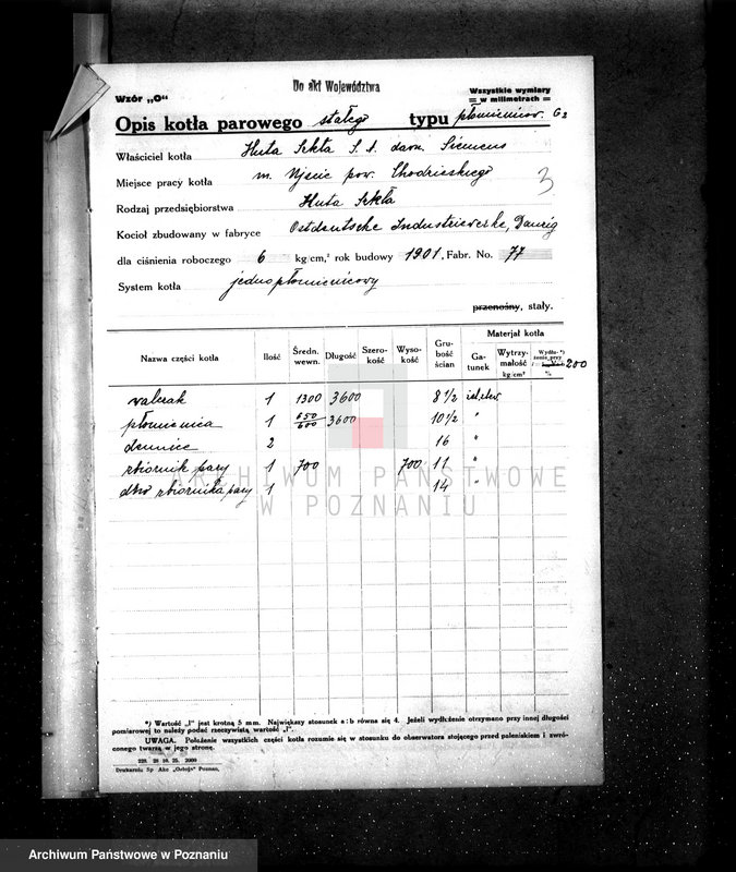 Obraz 7 z jednostki "Huta Szkła w Ujściu kocioł nr fabryczny 77, woj. 6165"