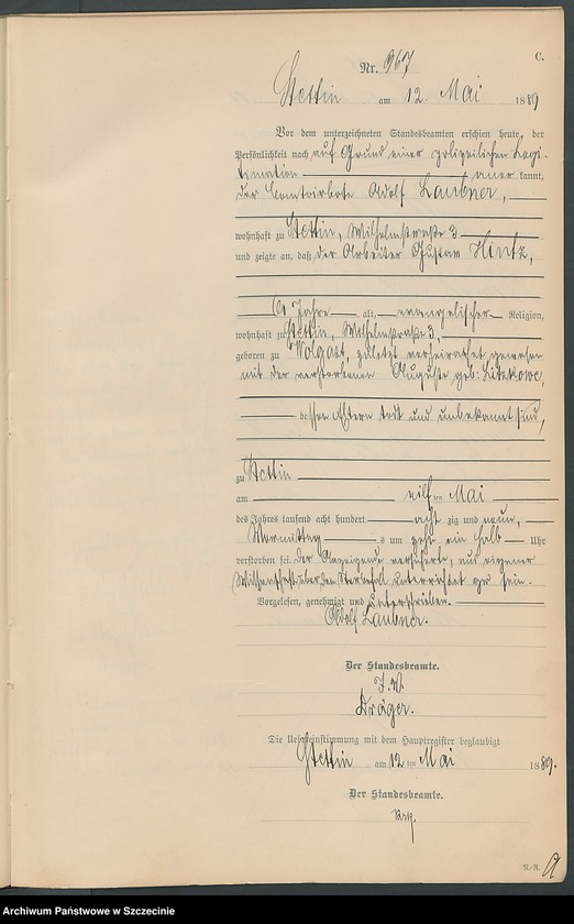 Obraz 14 z jednostki "Sterbe-Register (Neben-Register) Band III"