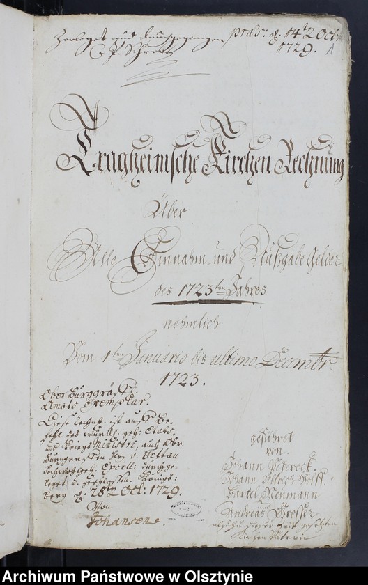 image.from.unit.number "Kirchen Rechnung über Einnahme und Ausgabe"