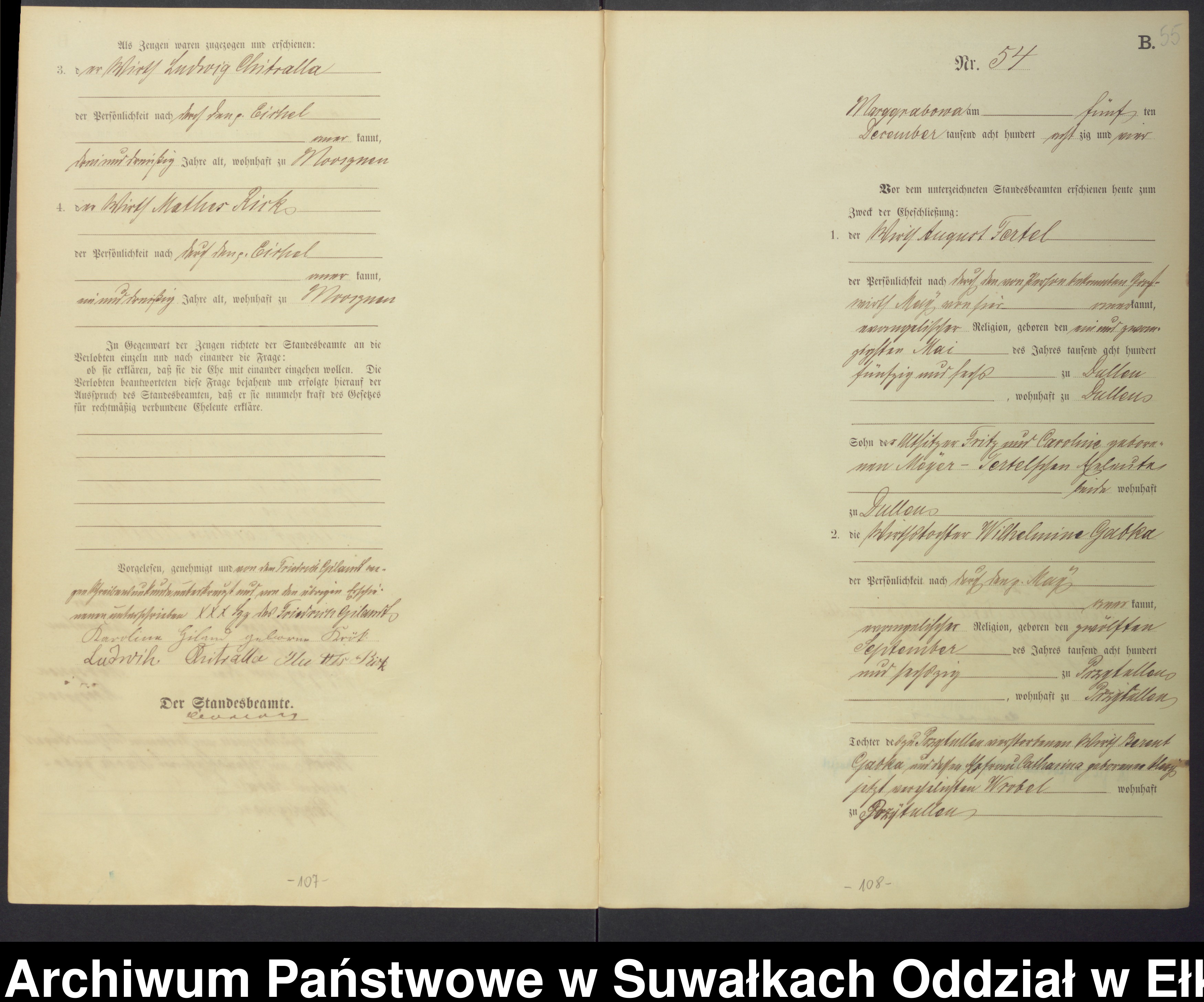 Skan z jednostki: Heiraths-Haupt-Register des Königlichen Preussischen Standes-Amtes Landgemeinde Marggrabowa Kreis Oletzko
