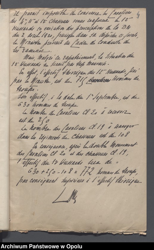 Obraz 7 z jednostki "Recrutement-Effectifs-Renforts-Situations /Korespondencja dotycząca uzupełnień, demobilizacja, wzmocnienie stanów liczebnych oddziałów/ 3.09.1920"