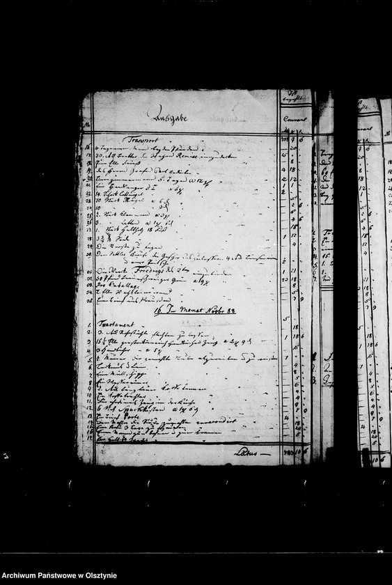 image.from.unit.number "Rechnung über die Einnahme u. Ausgabe von Gf. Lehndorfs Revenüs"