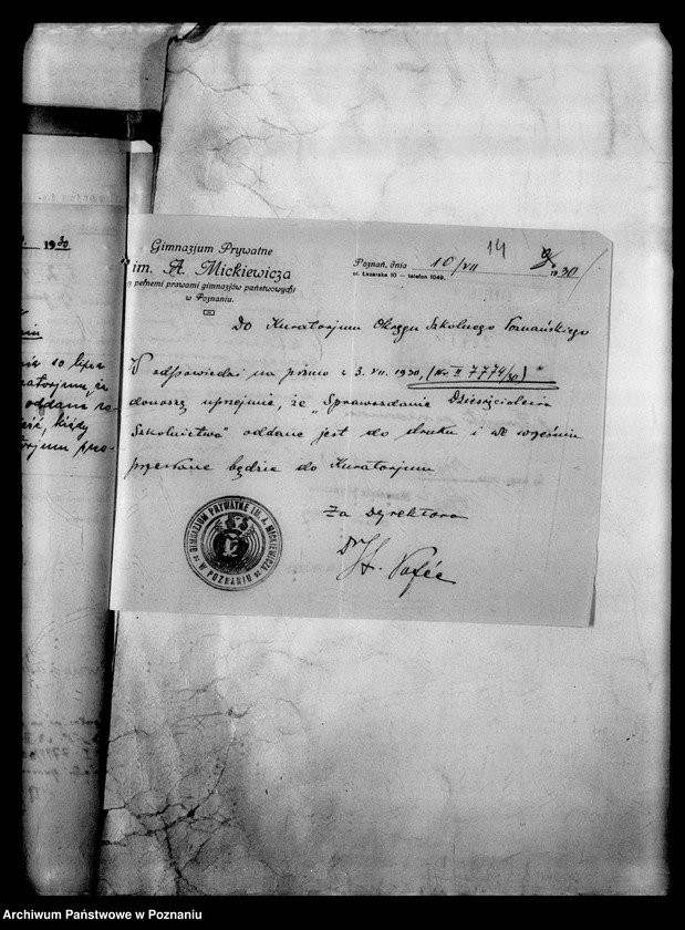 Obraz 18 z jednostki "Prywatne Gimnazjum imienia Adama Mickiewicza - Poznań [wykaz abiturientów z kwietnia 1931 roku]"