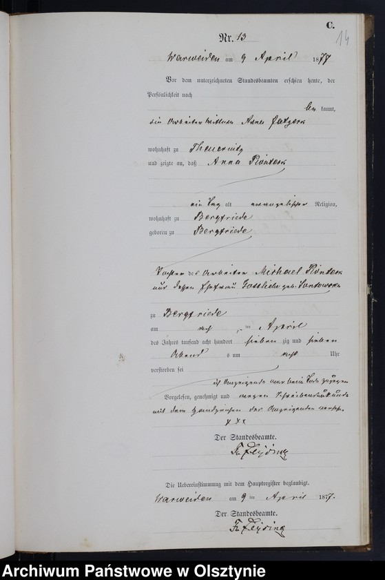 image.from.unit.number "Sterbe-Neben-Register Nr 1 - 46"