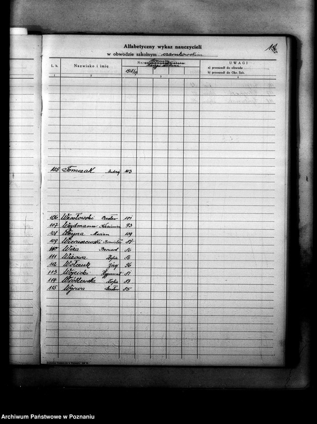 Obraz 16 z jednostki "Księga ewidencyjna szkół i etatów w powiecie czarnkowskim"