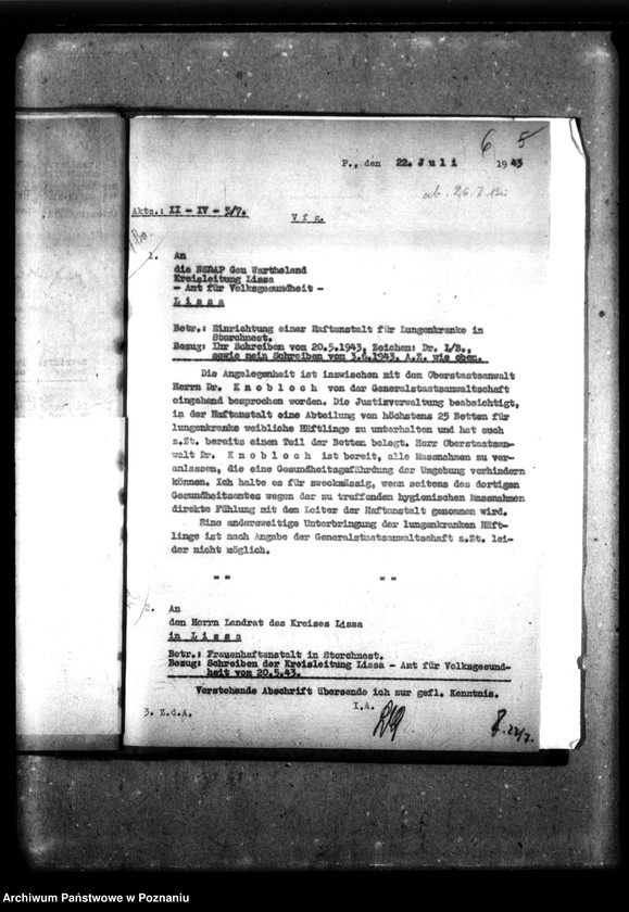 Obraz 10 z jednostki "Unterbringung von Lungenkranken - Strafgefangenen."