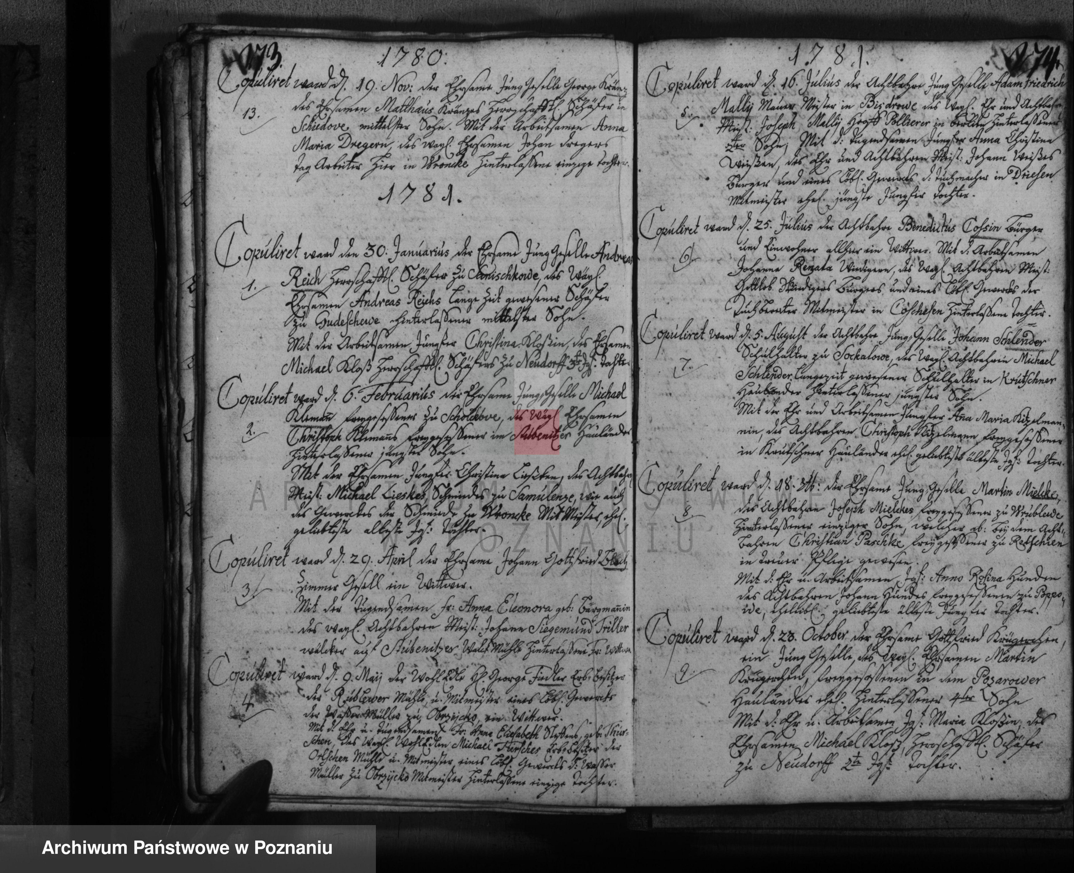 Skan z jednostki: Akta urodzeń, małżeństw i zgonu