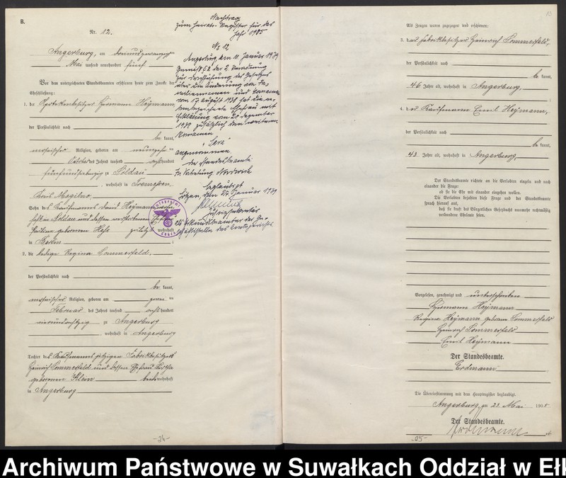 image.from.unit.number "Heirats-Neben-Register des Preussischen Standes-Amtes Angerburg Kreis Angerburg"