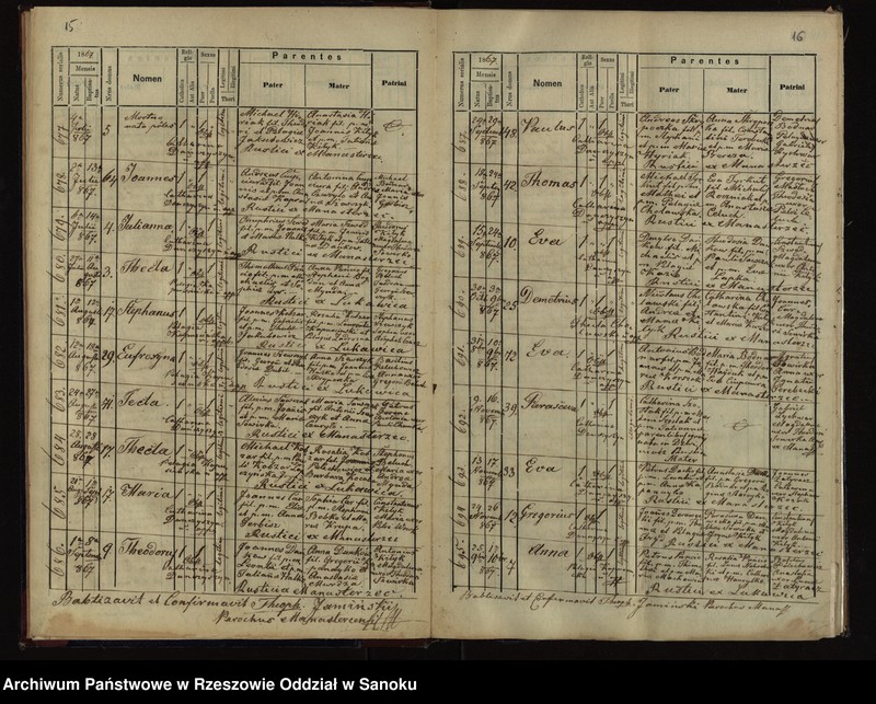 image.from.unit.number "Księga urodzeń dla miejscowości Manasterzec z lat 1864-1877 oraz księga zgonów dla miejscowości Manasterzec, Łukawica, Bezmiechowa Dolna i Bezmiechowa Dolna"
