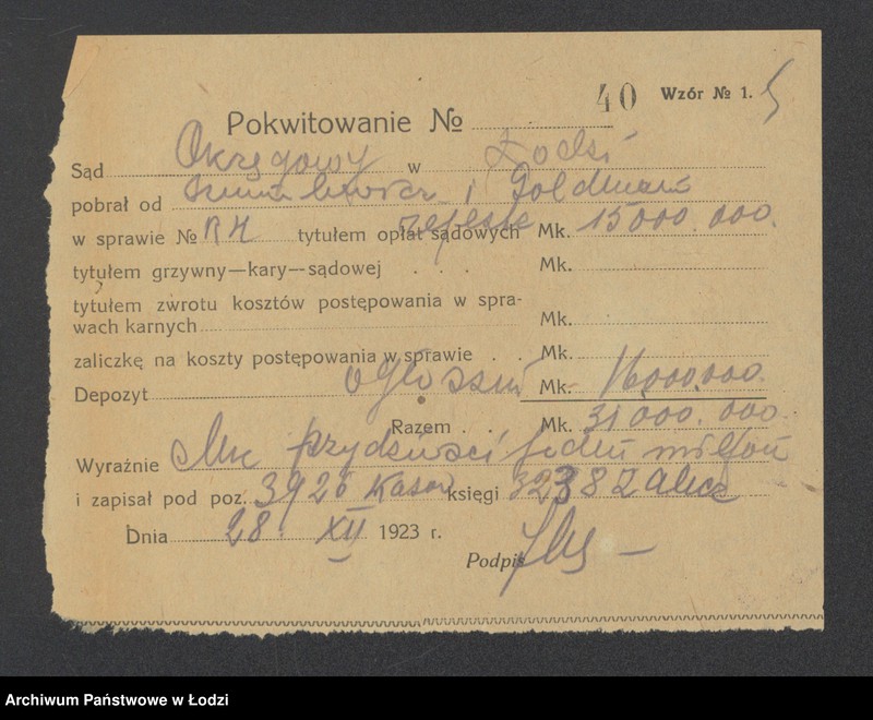 Obraz 7 z jednostki "D. Szmulowicz i M. Goldman – wyrób i sprzedaż towarów bawełnianych"