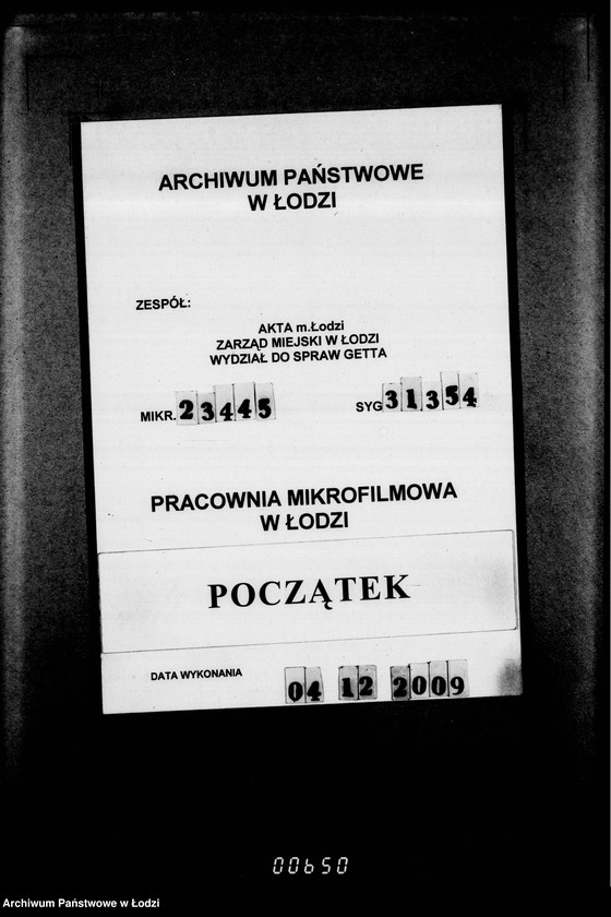 Obraz 1 z jednostki "[Materiały pochodzące z Wydziału do Spraw Getta Zarządu Miejskiego w Łodzi.]"