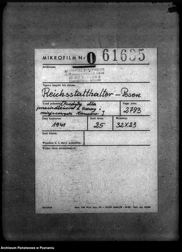 Obraz 2 z jednostki "Kredyty dla przesiedleńców z Rzeszy i miejscowych Niemców"