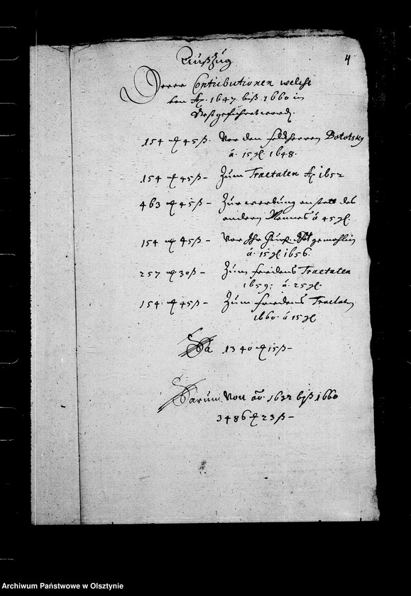 image.from.unit.number "Praetentionen des Advocati Fisci wegen der Contributionen und Stationen, Specificationen, Auszüge Verzeichnisse der Restanten und Quittanzen, Untersuchungen im Amte Deutsch Eylau"