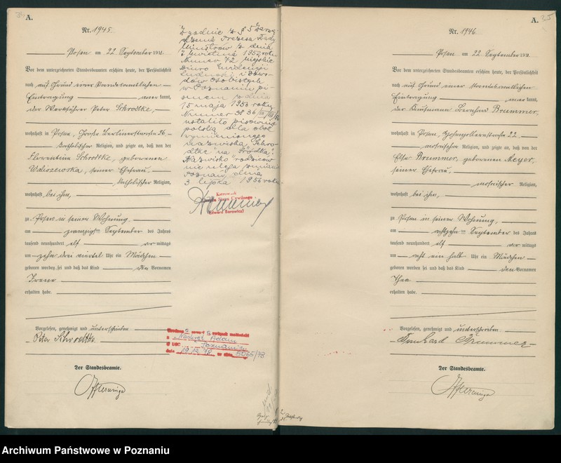 Obraz 20 z jednostki "Księga miejscowa urodzeń tom V [Rejestr główny urodzeń]"