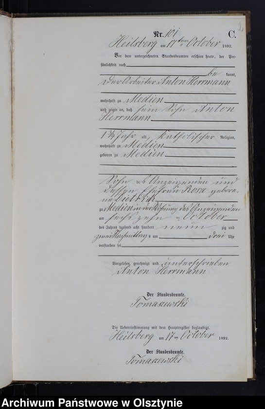 image.from.unit.number "Sterbe-Neben-Register Tom II,Nr 101 - 126"
