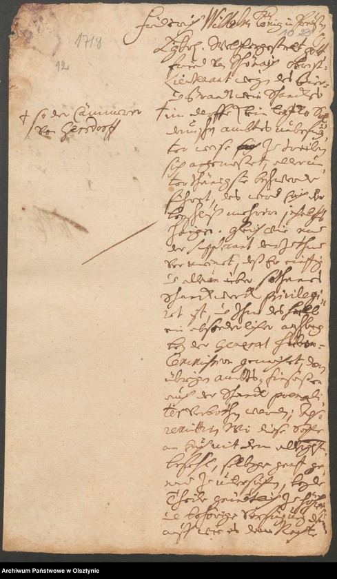 image.from.unit.number "In S. [Sachen] Gottfried von Schönaich Obristliet. [Obristlieutenant] Christoph Henrich von Gersdorff, Verweser zu Neidenburg [Nidzica], wegen Bier, und Brandtwein Schanks in Klein Lentzko [Mały Łęck]"