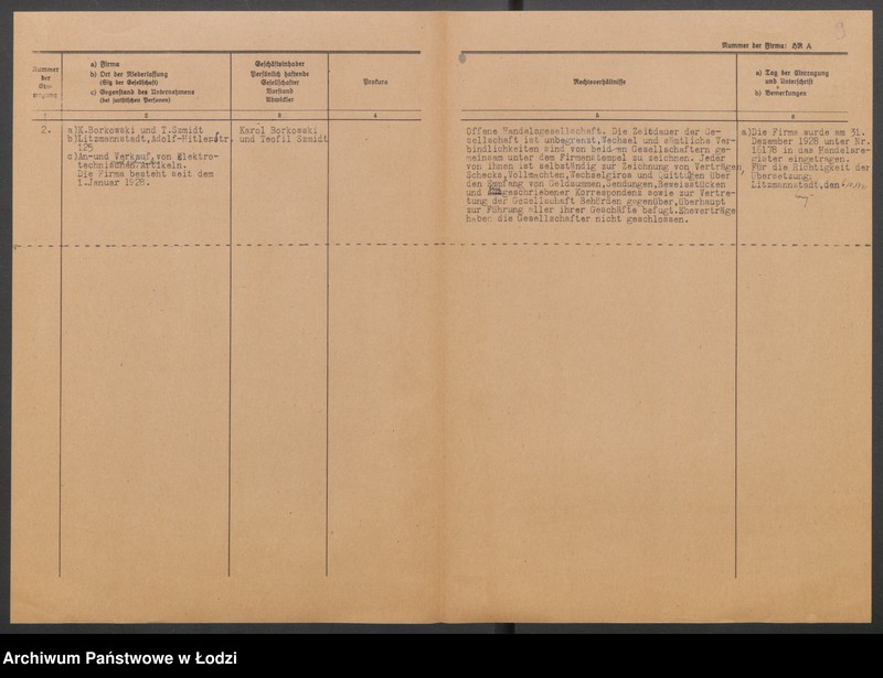 Obraz 11 z jednostki "K. Borkowski i T. Schmidt – kupno i sprzedaż towarów elektrotechnicznych i technicznych"