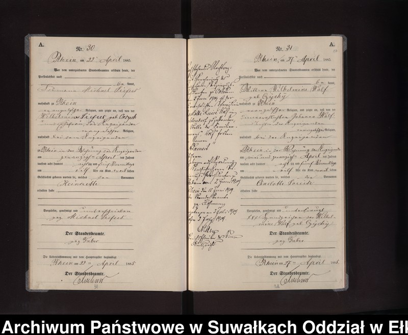 image.from.unit.number "Geburts-Neben-Register des Preussischen Standes-Amtes Rhein Kreis Loetzen"