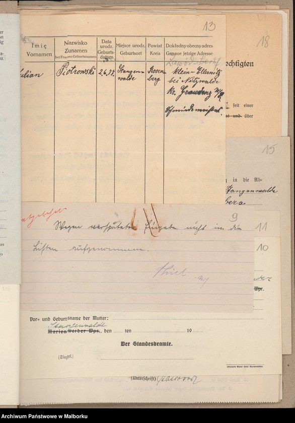 image.from.unit.number "Volksabstimmungsausschuss in Stangenwalde, Kreis Rosenberg Einsprüche [Wydział Plebiscytowy w Słupnicy, obwód suski Reklamacje]"