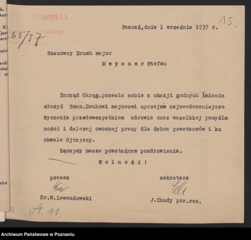 Obraz 18 z jednostki "Składy osobowe Sądu Honorowego Związku Weteranów Powstań Narodowych Rzeczypospolitej Polski i Związku Powstańców Wielkopolskich."