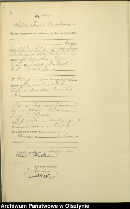 image.from.unit.number "Sterbe-Haupt-Register Tom II,Nr 400 - 522"