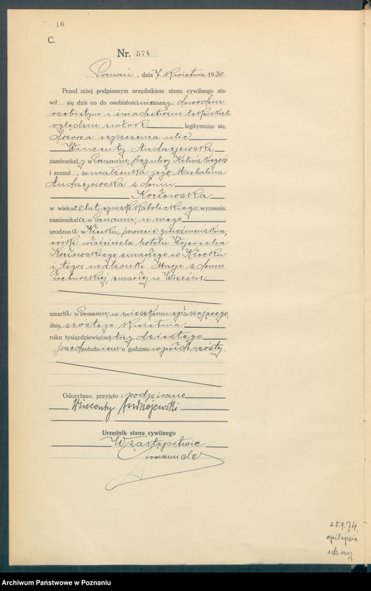 Obraz 18 z jednostki "Księga miejscowa zgonów tom II [Rejestr główny zgonów]"