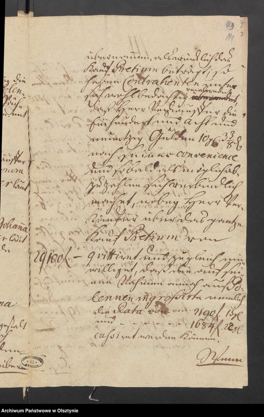 image.from.unit.number "In S. [Sachen] des Friedrichs Ernst Boguslav von Auer den Verkauff seines Guths Pollennen an seine Schwester Maria Charlotta Dorothea von Auer verehelichte von Borewitz"