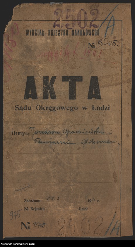 Obraz 2 z jednostki "Jonason Grodzieński i Benjamin Gliksman – fabrykacja i sprzedaż towarów włóknistych"