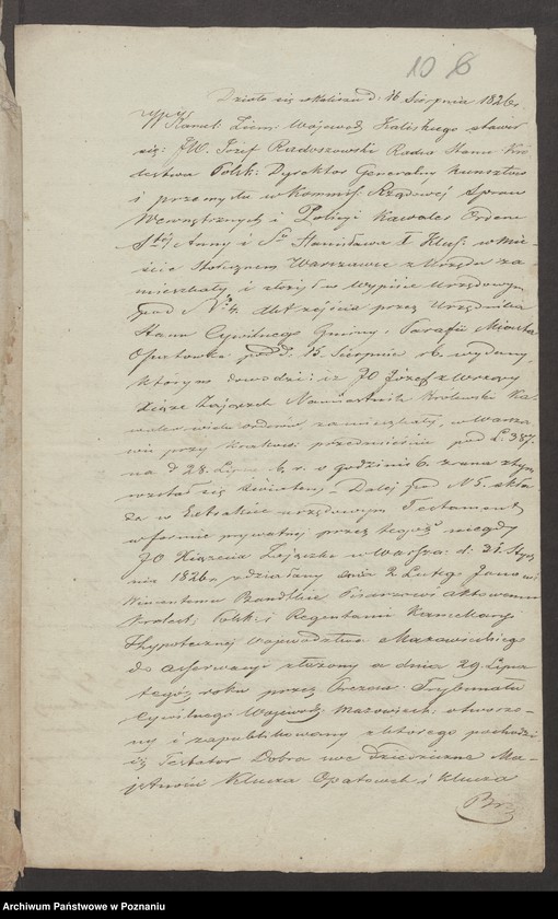 image.from.unit.number "Akta dotyczące testamentu gen. Józefa Zajączka [Kopie i odpisy akt hipotecznych i spadkowych Sekretariatu Stanu Księstwa Warszawskiego i Królestwa Polskiego, Komisji Przychodów i Skarbu oraz Trybunału Cywilnego w Warszawie, z lat 1811-1839, kopia testamentu gen. Zajączka, odpis akt hipotecznych starostwa stawiszyńskiego, korespondencja w sprawie ogłoszenia o sprzedaży dóbr Stawiszyn]"