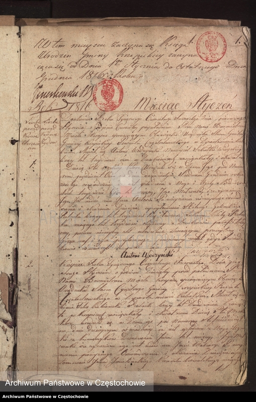 Obraz z jednostki "Księga [akt] urodzenia gminy Krzepickiej na rok 1816"