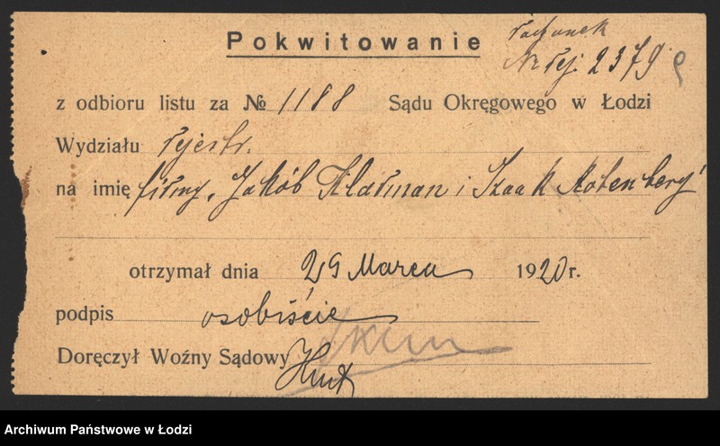 Obraz 11 z jednostki "Jakób Klarman, Izaak Rotenberg- wyrób i sprzedaż towarów manufakturowych"