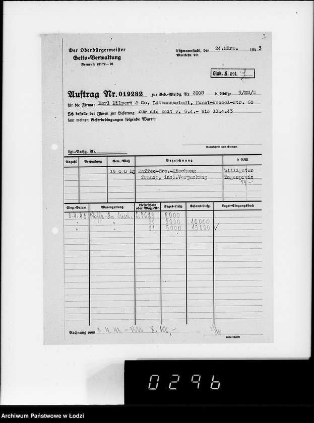Obraz 11 z jednostki "Lebensmitteleinkauf. Aufträge, [Lieferscheinen und Rechnungen] 19281-19330"