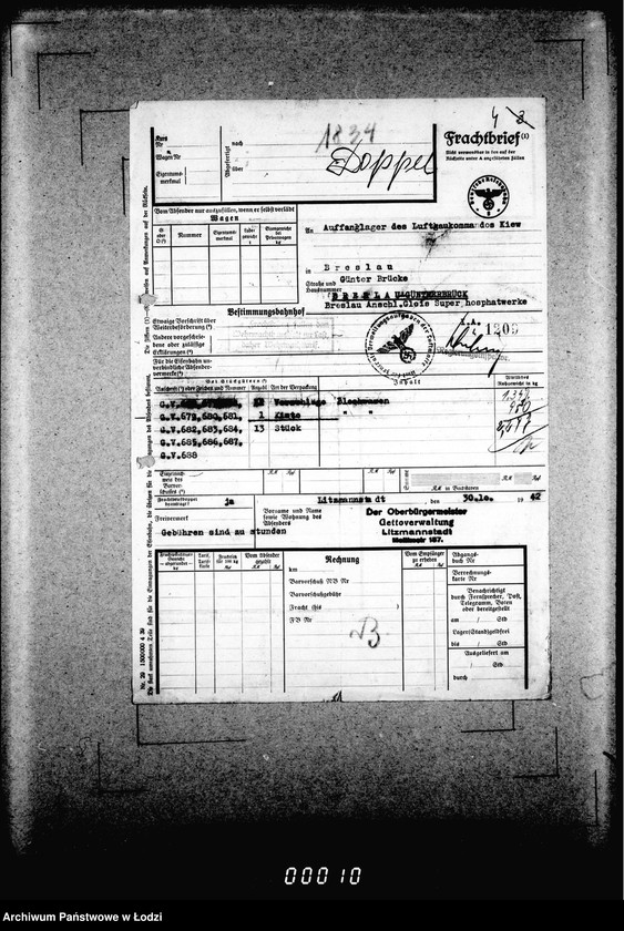 Obraz 9 z jednostki "Frachtbriefe doppel einige Ausgang vom 1301-1825a. [Wtórniki listów przewozowych]"