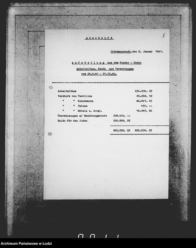 Obraz 9 z jednostki "Auszüge Aufstellungen für das Sonder-Konto"