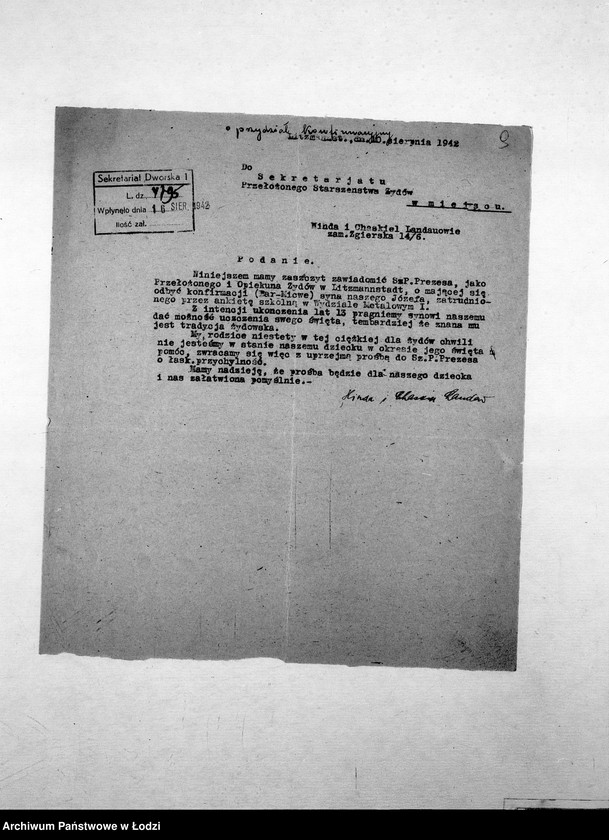 Obraz 12 z jednostki "[Podania o pracę i zasiłek pieniężny]"