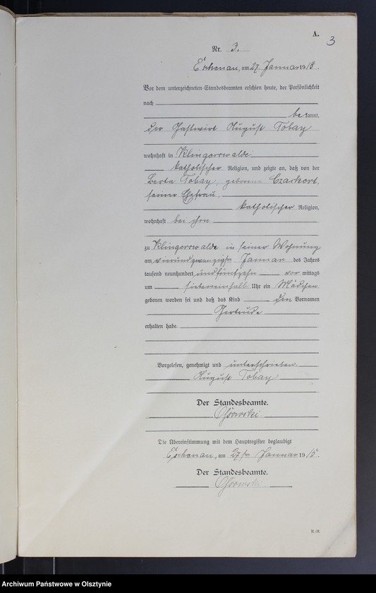 Obraz 5 z jednostki "Geburts-Neben-Register Nr 1 - 26"