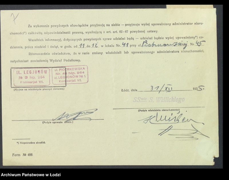 Obraz 9 z jednostki "Księga inwentarzowa nieruchomości m. Łodzi ul. Legionów"