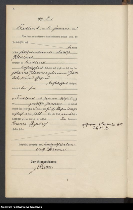 image.from.unit.number "Księga urodzeń USC Mieroszów (Friedland) 1895"