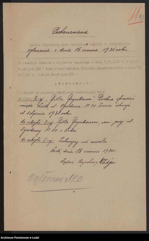 Obraz 15 z jednostki "Gitla Grynbaum- drobna sprzedaż mięsa"