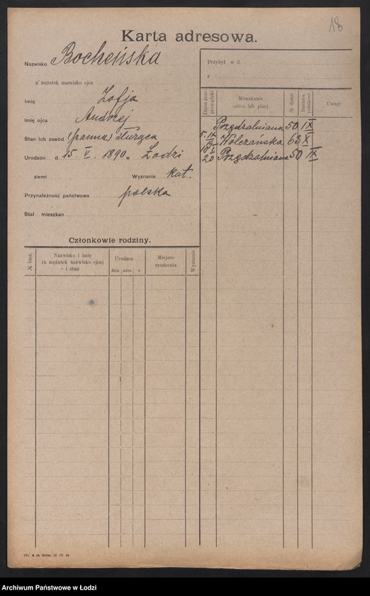 Obraz 20 z jednostki "[Spis ludności Łodzi] Bochenkiewicz - Bogdanow"