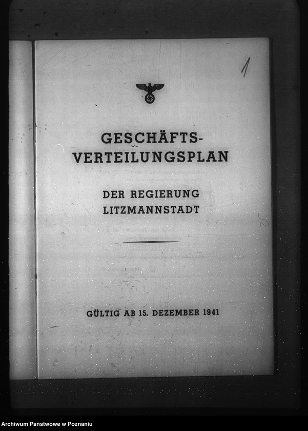 Obraz 4 z jednostki "Geschäftsverteilungsplander Regierung Litzmannstadt (Łódź)"