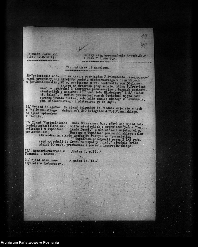 Obraz 19 z jednostki "Sprawozdania sytuacyjne tygodniowe za czas od 29 czerwca do 2 sierpnia 1928 r."