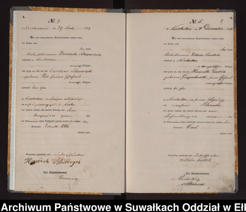 image.from.unit.number "Haupt-Geburts-Register des Königlich Preussischen Standes-Amtes der Stadt Nicolaiken Kreis Sensburg"