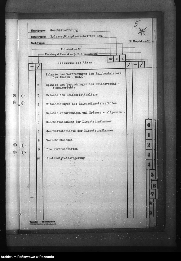 Obraz 9 z jednostki "Aktenplan der Dienststrafkammer"