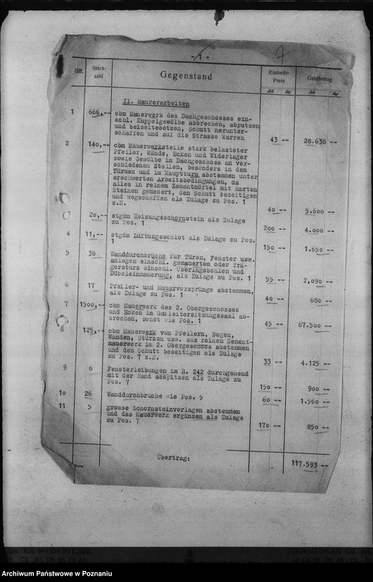 Obraz 13 z jednostki "Kosten der Bauarbeiten im Schloss - Posen"