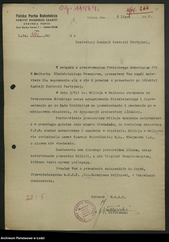 Obraz 19 z jednostki "Korespondencja Miejskiej Komisji Kontroli Partyjnej t. II"