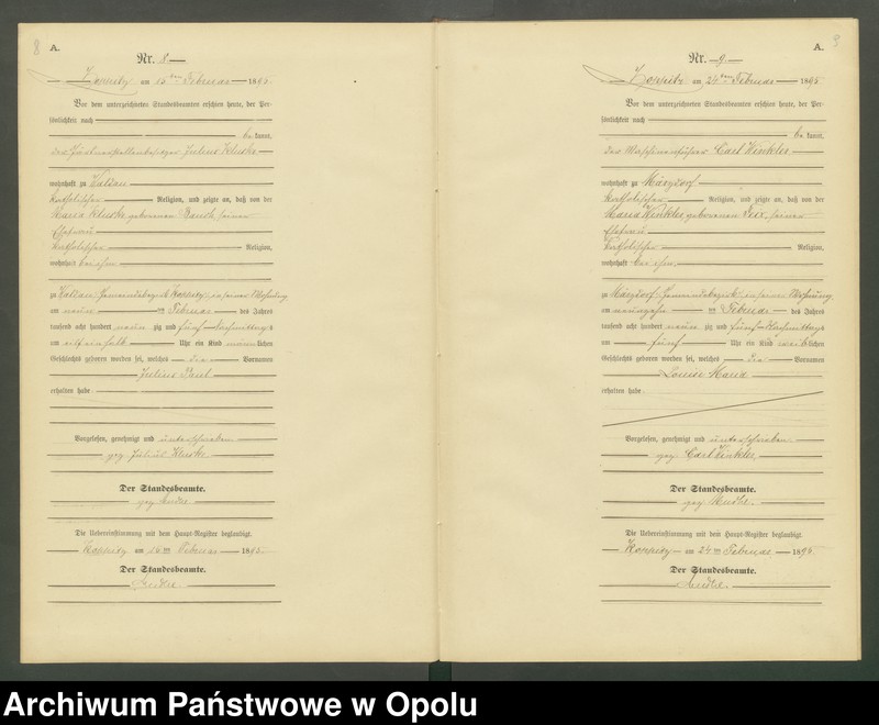 Obraz 7 z jednostki "Geburts-Neben-Register Standesamts Koppitz pro 1895"