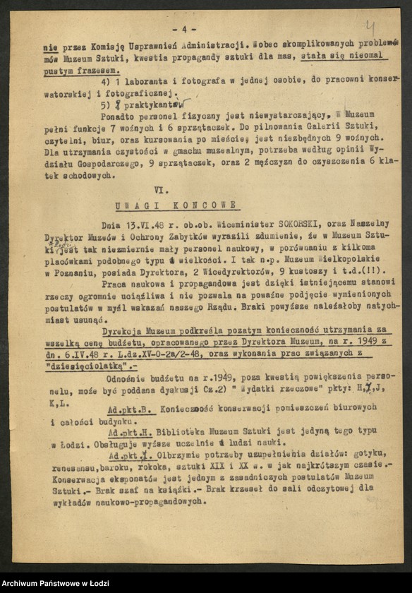 Obraz 5 z jednostki "[Sprawozdania z działalności] Muzeum Historii Sztuki [i Muzeum Etnograficznego w Łodzi]"