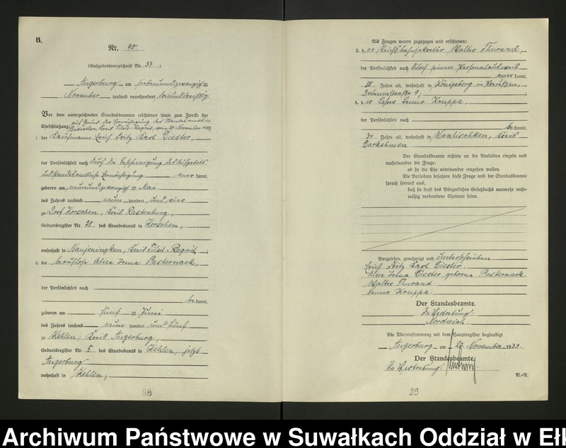 image.from.unit.number "B2. Heirats - Register (Neben - Register) Standesamt Angerburg Ostpr. einschl. der Standesamtsbezirk, Gross Strengeln, Kehlen und Prinowen"