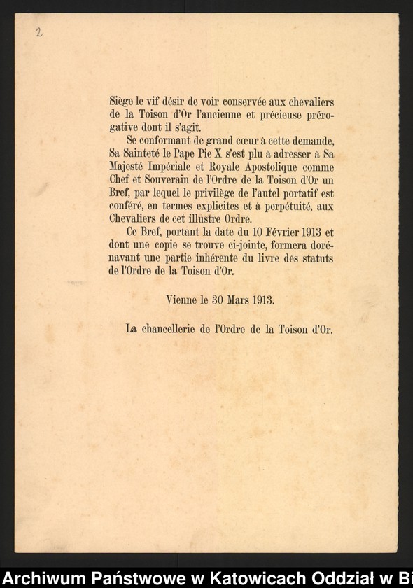 Obraz z jednostki "L´Ordre de la Toison d´ Or [korespondencja wynikająca z członkostwa Zakonu Złotego Runa]"